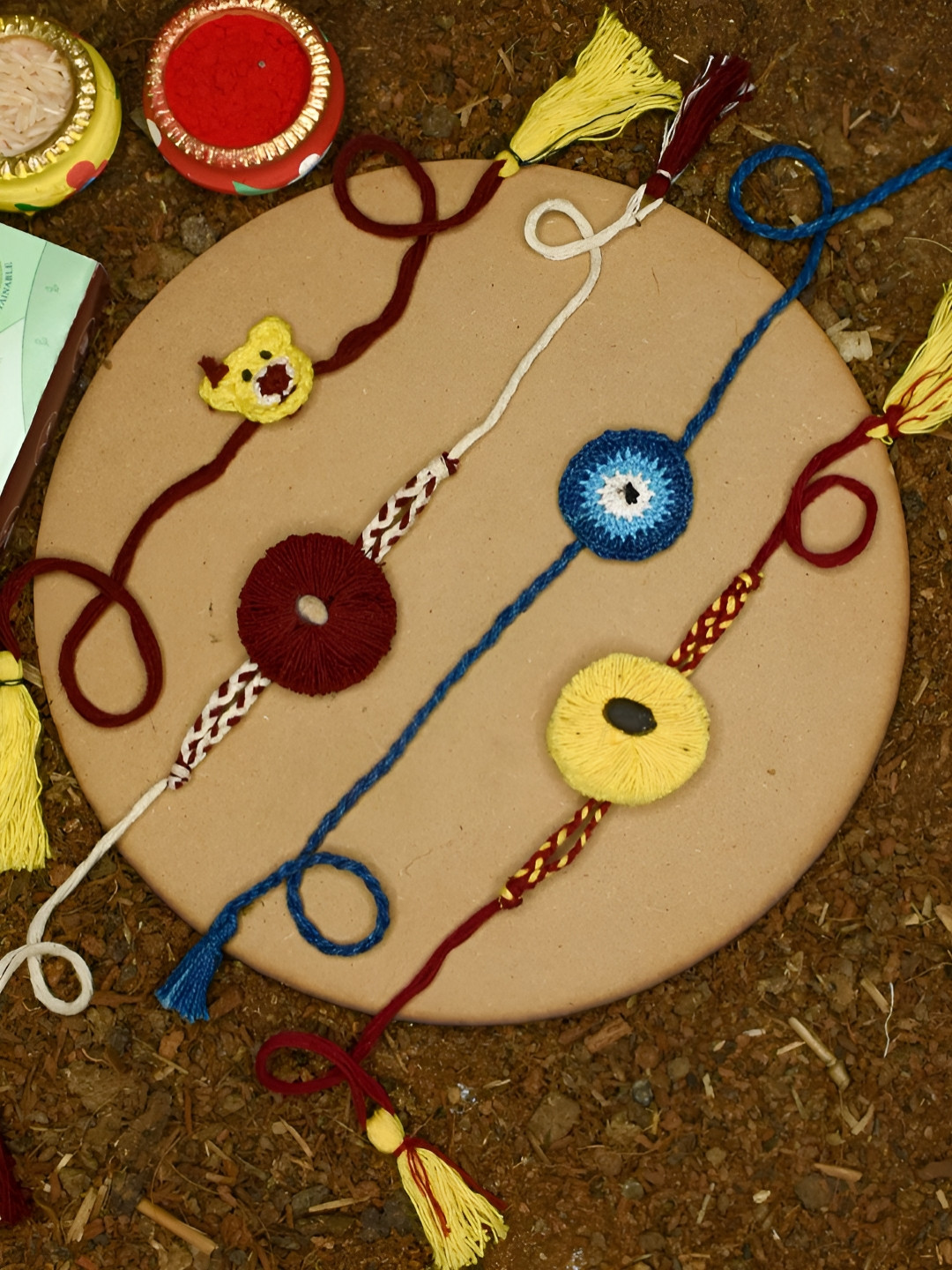 Indigifts Set Of 4 Seed Thread Rakhi