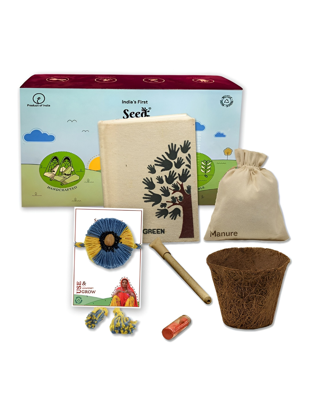 Indigifts Plantable Rakhi Set With Seed Diary & Pen