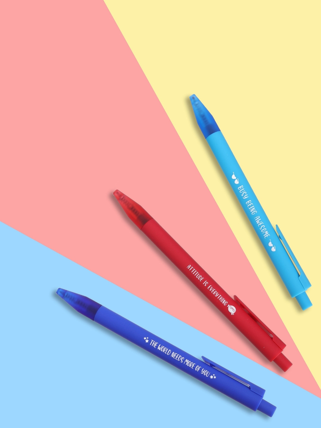 Doodle Pack Of 3 Fine Point Retractable Blue Ink Gel Pens