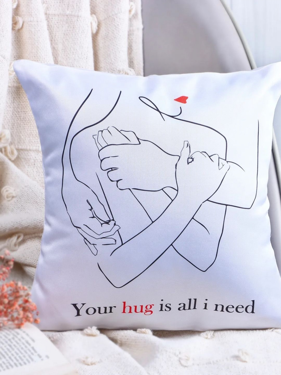 fnp White & Black Warmth Of Love Printed Pre-Filled Cushion