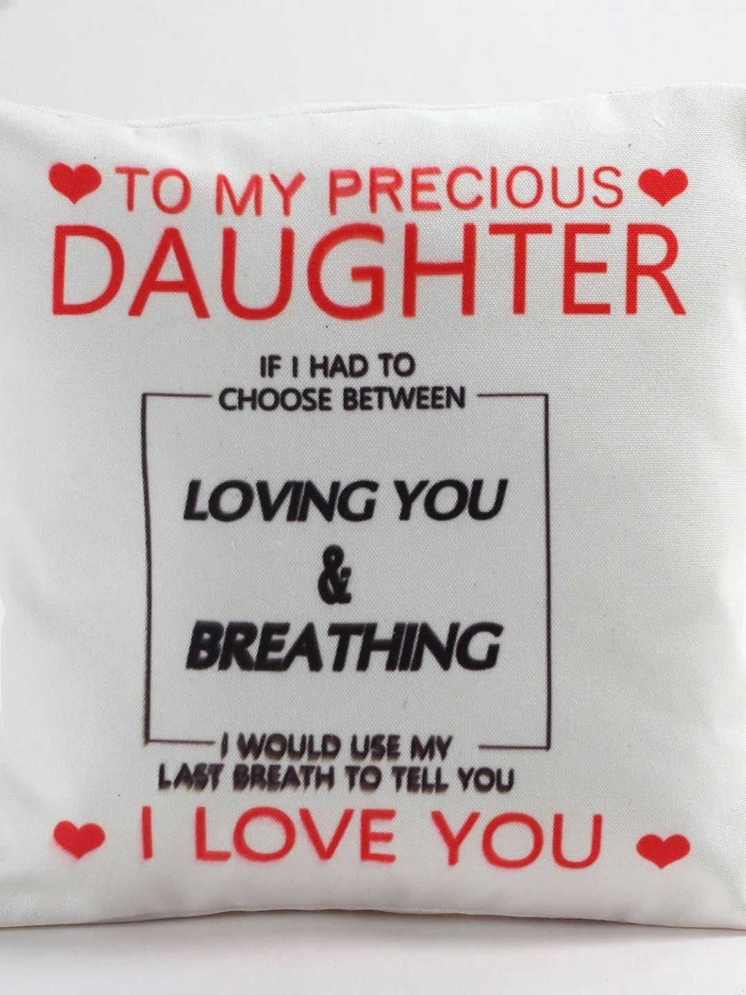 fnp White & Red Lovely Daughter Printed Square Pre Filled Cushion