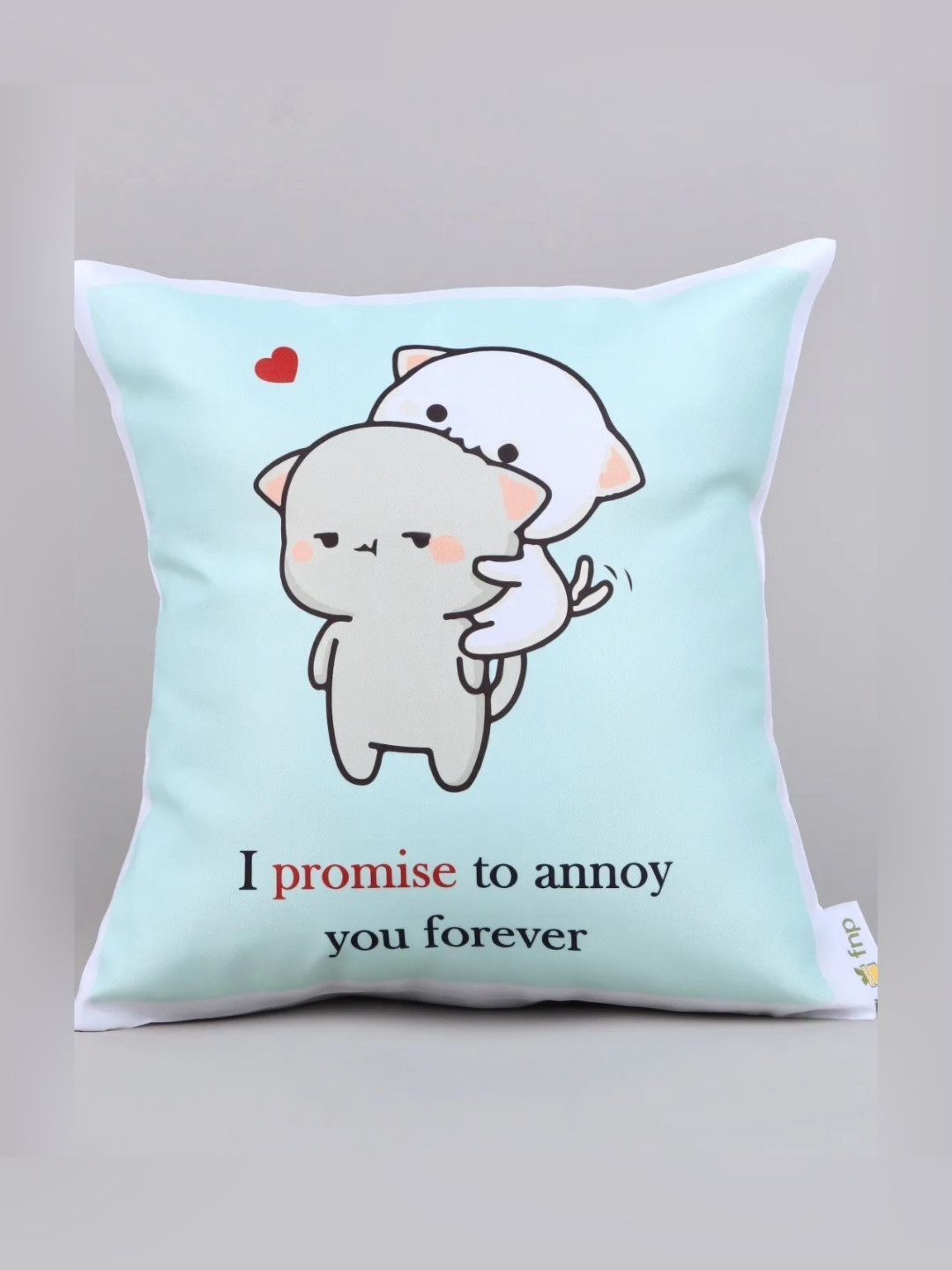 fnp White & Blue Promise To Annoy You Cute Valentine Printed Microfibre Pre-Filled Cushion