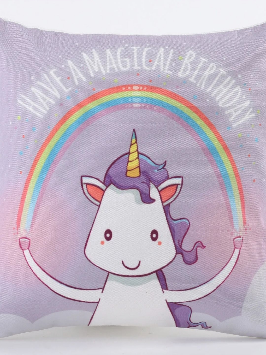 fnp White & Purple Unicorn Rainbow Led Printed Pre-Filled Cushion