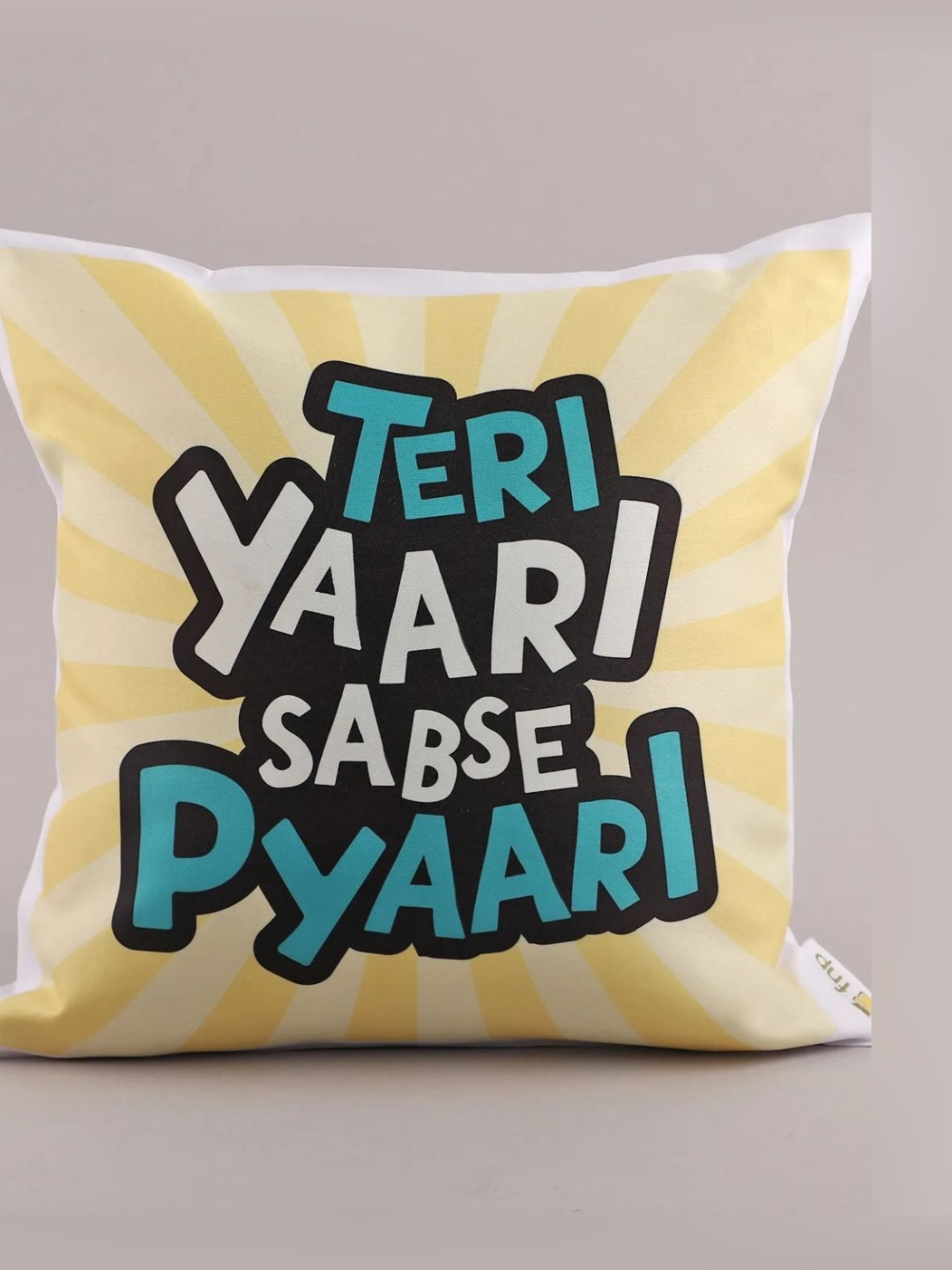 fnp  Yellow & Blue Teri Yaari Sabse Pyaari Friendship Printed Pre-Filled Cushion