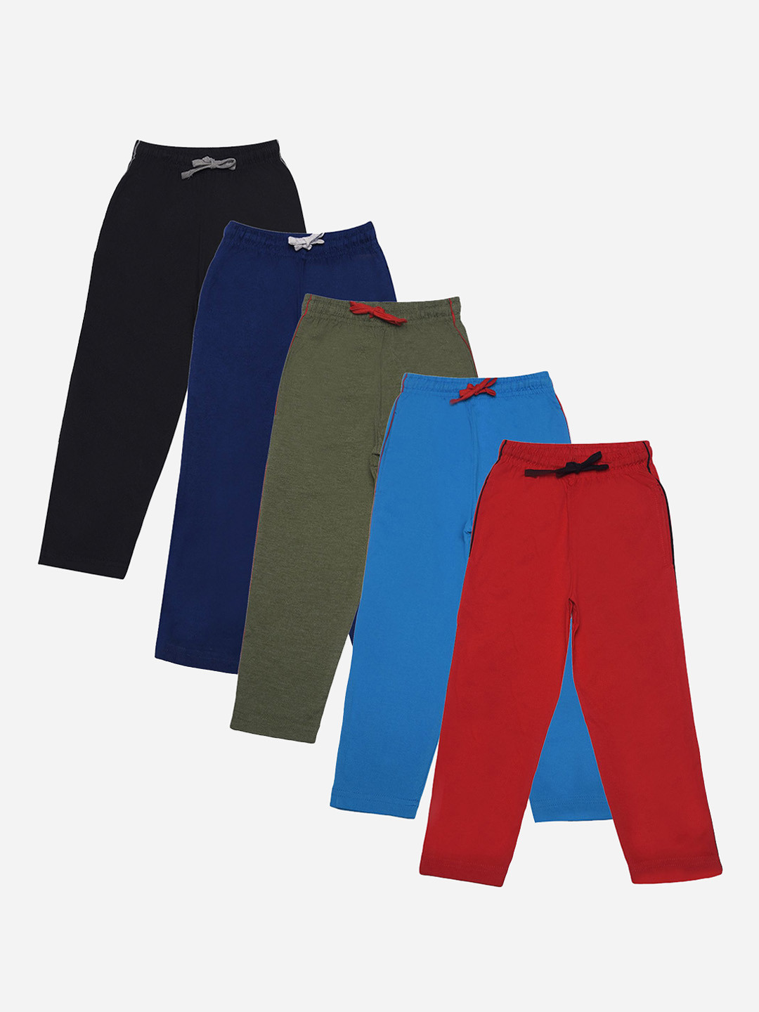 Dollar Champion Kidswear Pack Of 5 Boys Regular Fit Cotton Flat-Front Trousers