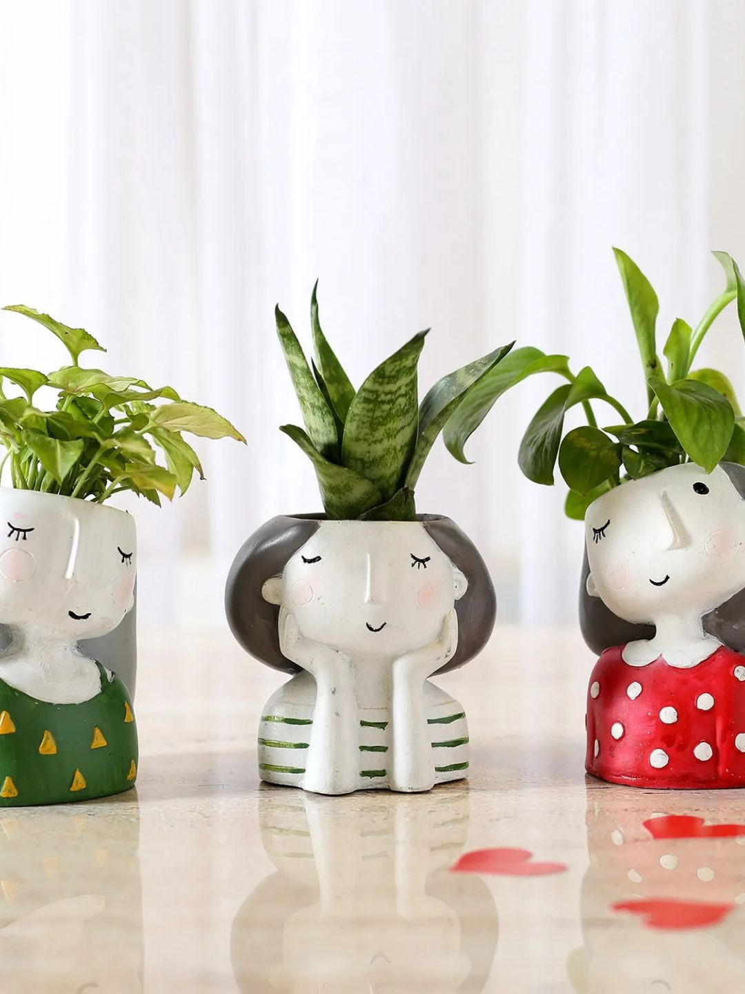 fnp Green 3 Pieces Air Purifying Plants In Resin Pots-3.5 Inches