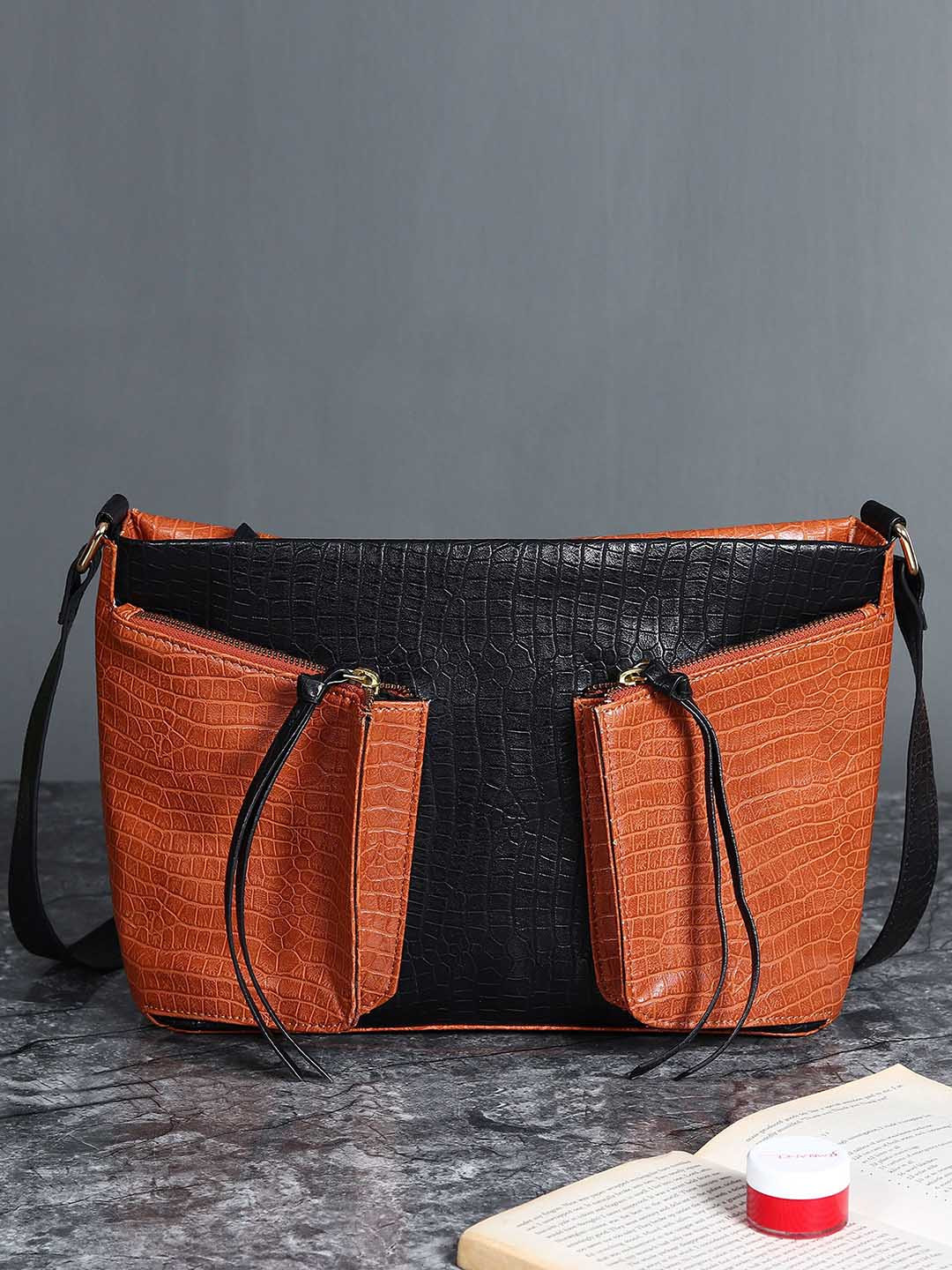 White Lily Women's Textured PU Structured Sling Bag