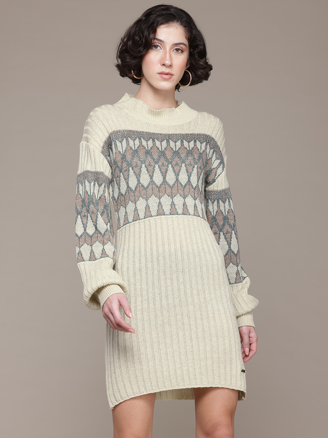 The Roadster Lifestyle Co. Fair Isle Sweater Mini Dress
