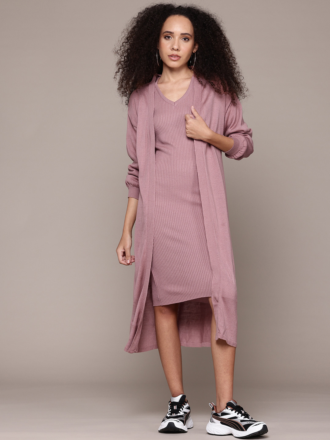 The Roadster Lifestyle Co. Jumper Midi Dress with Shrug