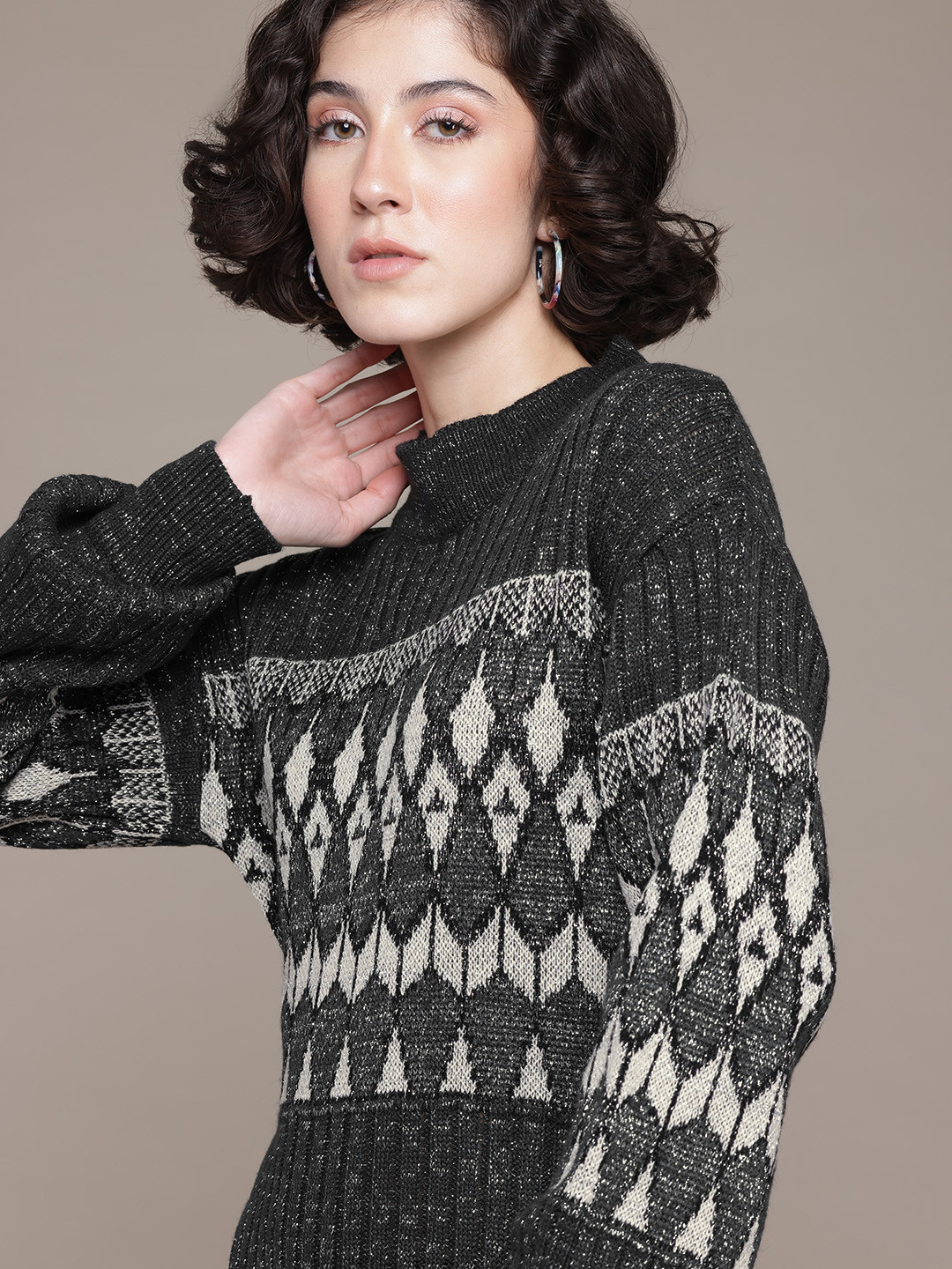 The Roadster Lifestyle Co. Fair Isle Sweater Mini Dress