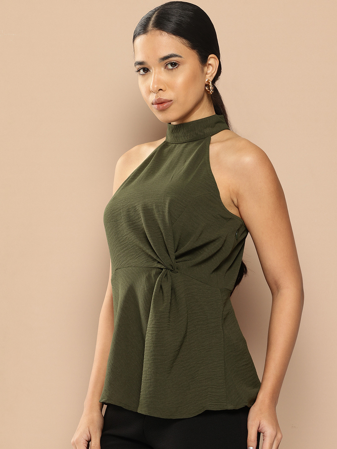 her by invictus Halter Neck Empire Top With Knot Detail