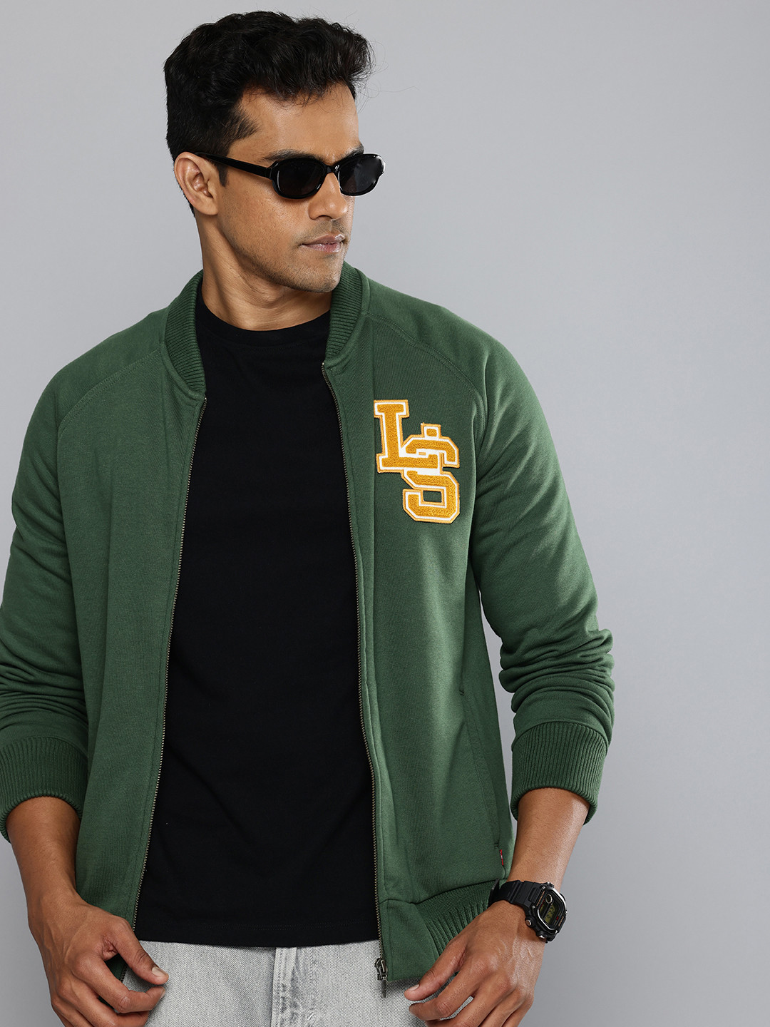 Levis Brand Logo Applique Front Open Sweatshirt