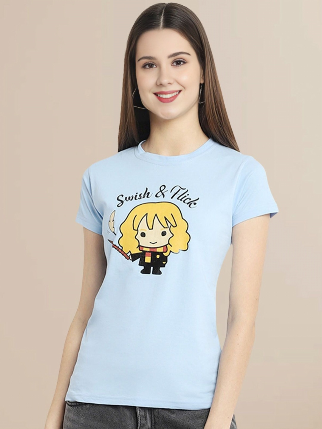 Fabflee Women Graphic Printed Round Neck Cotton T-shirt