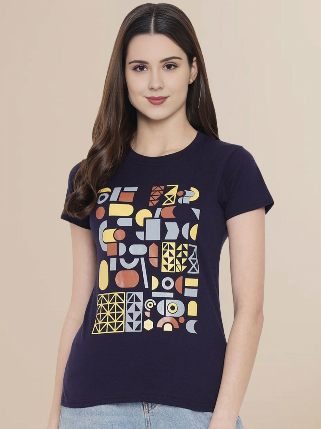 Fabflee Women Typography Printed Round Neck Pure Cotton Slim Fit Casual T-Shirt
