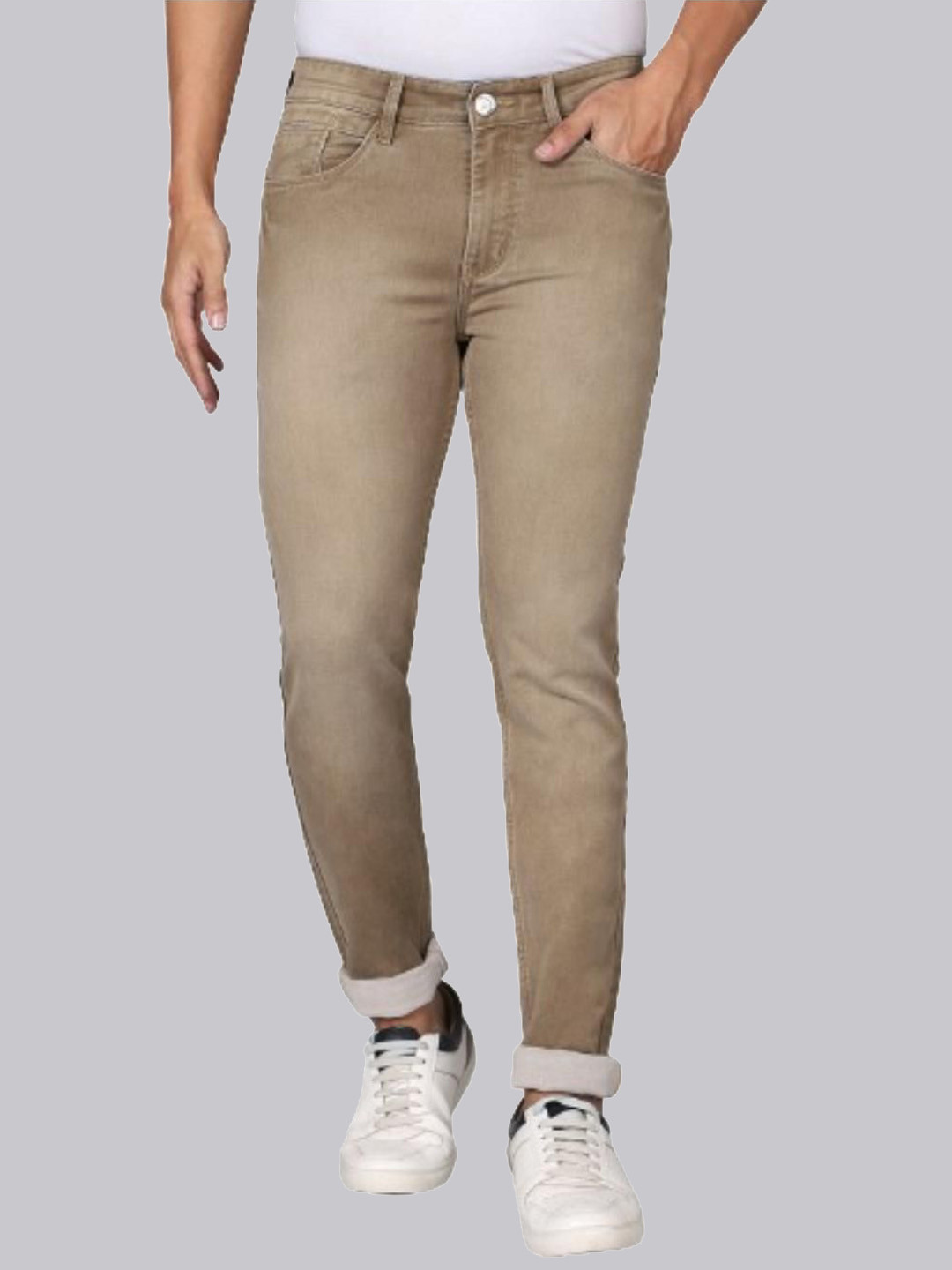 RJ Denim Men Slim Fit Low Distress Light Fade Stretchable Jeans