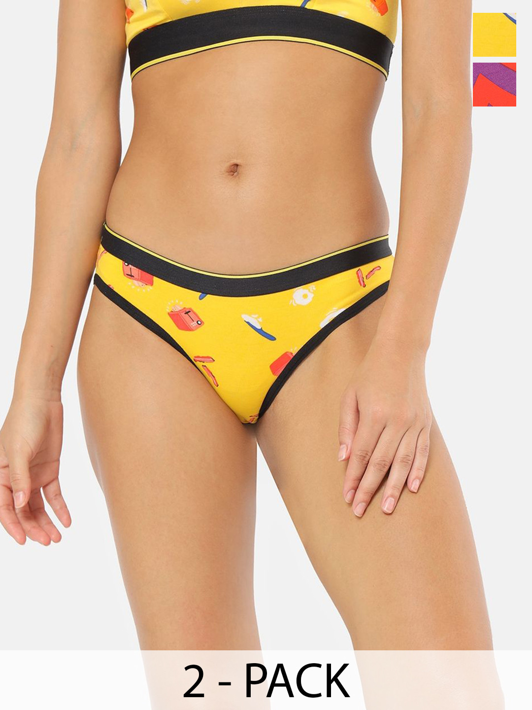 bummer Pack Of 2 Printed  Bikini Briefs BICHBRE02S