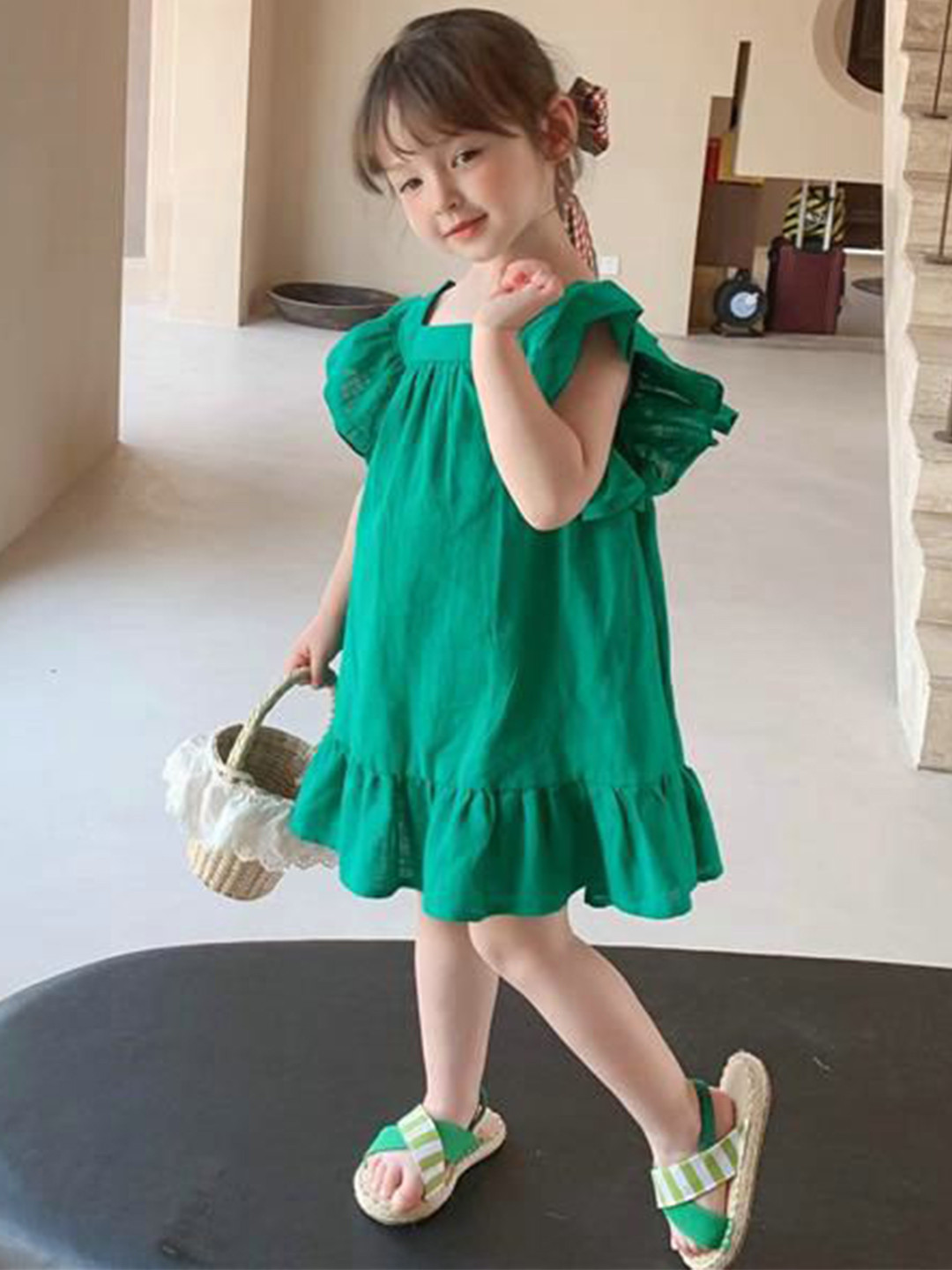 StyleCast x Revolte Girls Flutter Sleeve Georgette A-Line Dress