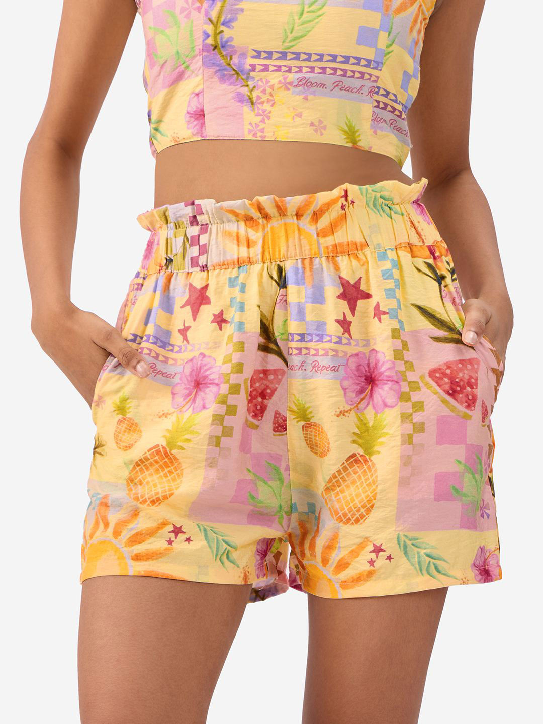 The Souled Store Women High-Rise Tropical Printed Shorts