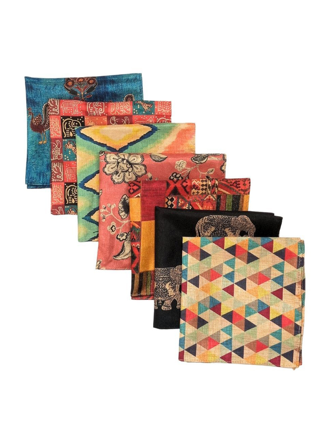 The Tie Hub Set Of 7 Printed Pocket Square