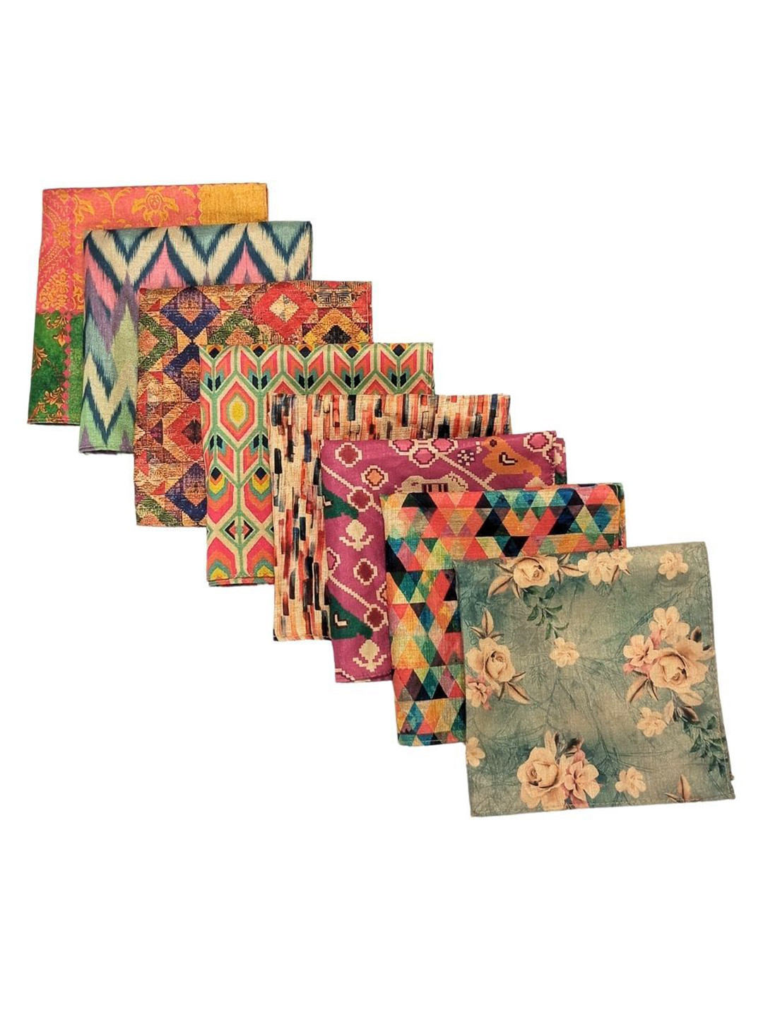 The Tie Hub Pack Of 8 Printed Pocket Squares