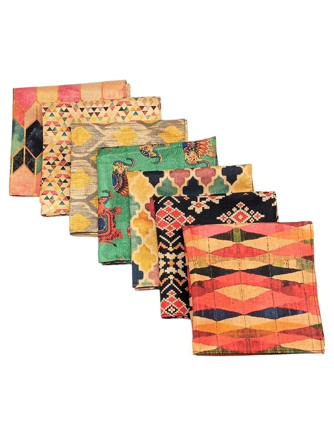 The Tie Hub Pack Of 7 Printed Pocket Squares