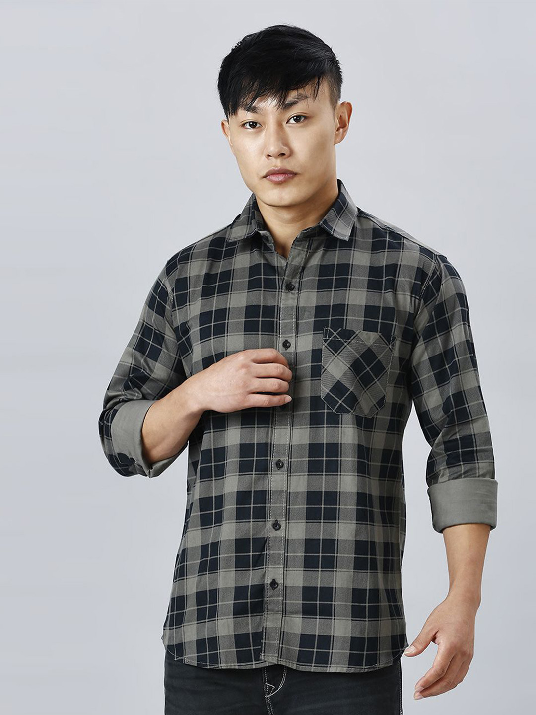 TRYBUY.IN Men Standard Tartan Checks Opaque Checked Pure Cotton Casual Shirt