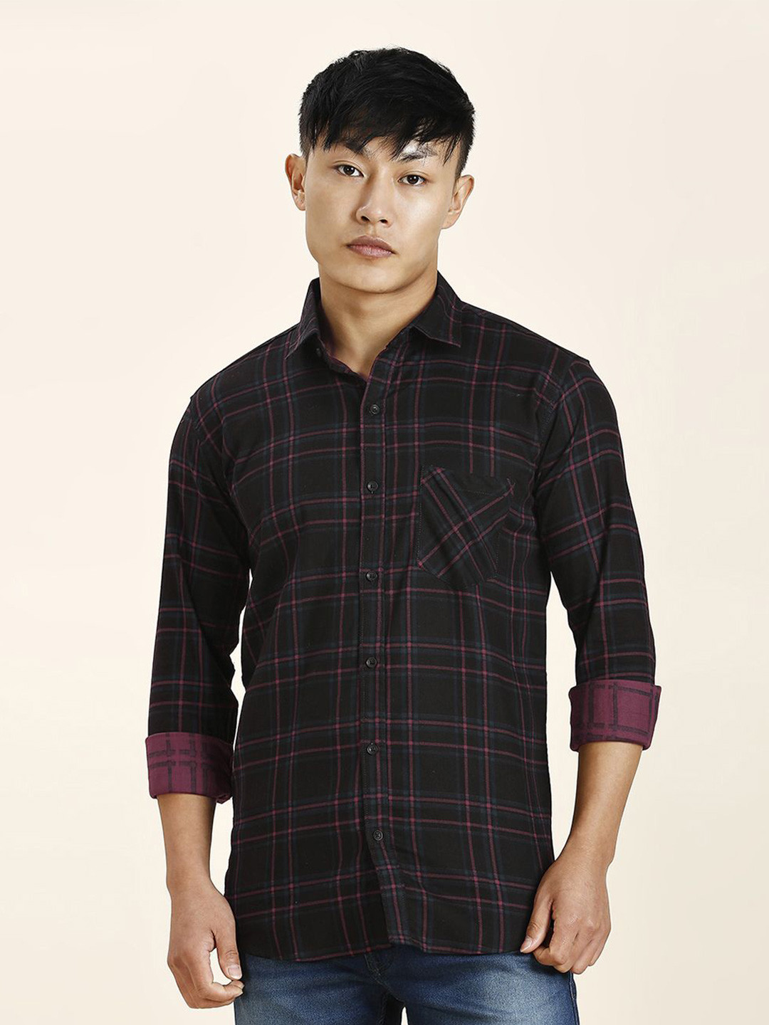 TRYBUY.IN Men Standard Tartan Checks Opaque Checked Casual Shirt