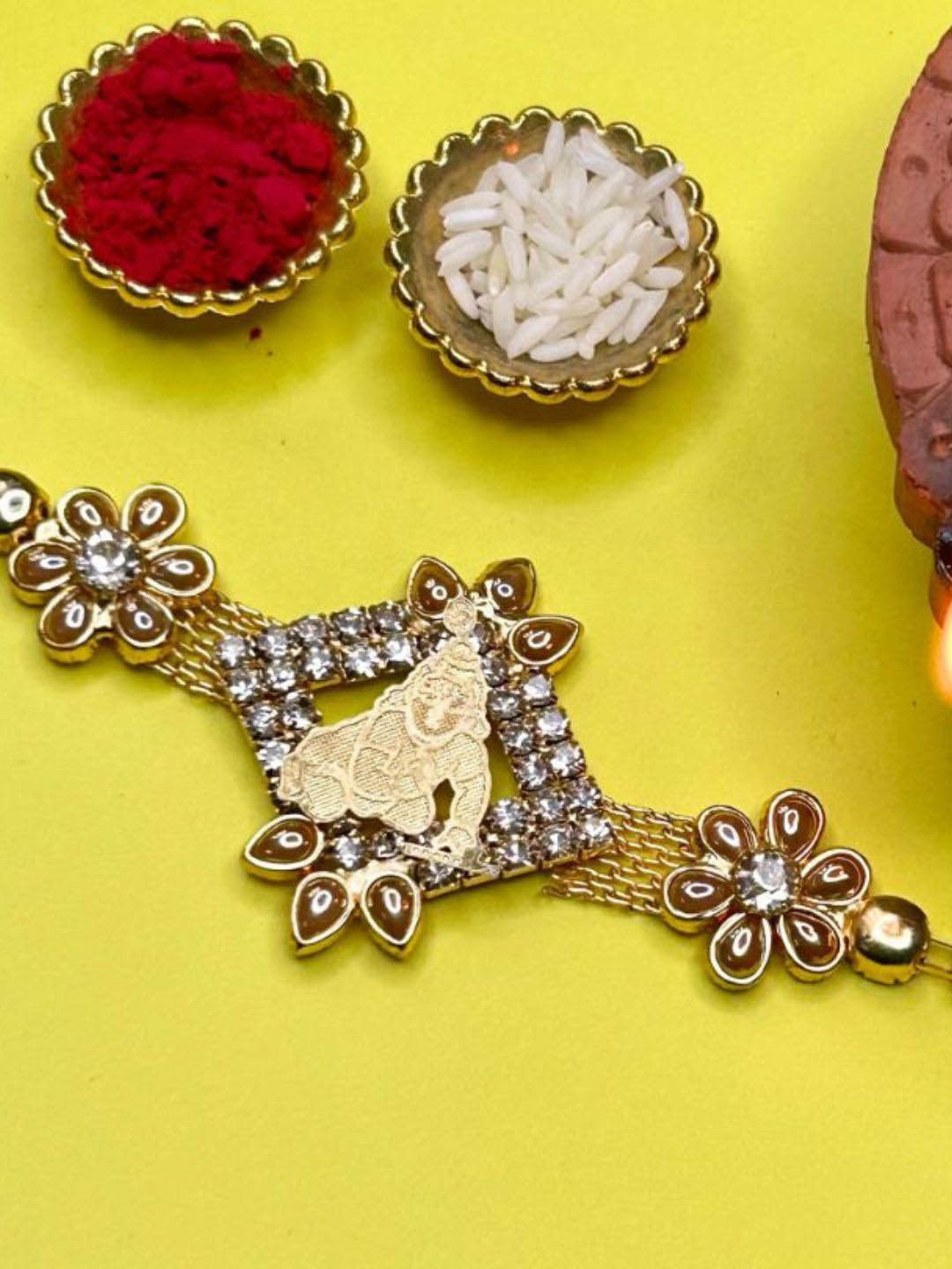 LAIDA Krishna Beaded Thread Rakhi With Roli Chawal