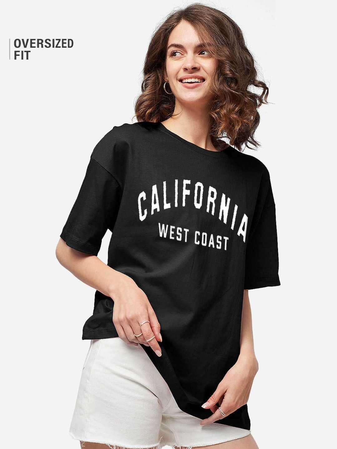 TRENDY RABBIT Women People and Places Printed Round Neck Cotton Oversized T-shirt