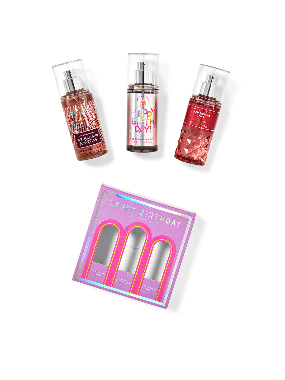 Bath & Body Works Happy Birthday Fine Fragrance Mist Trio Mini Gift Box