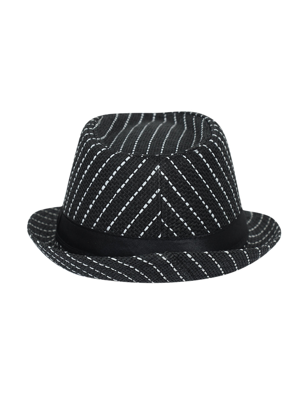 FabSeasons Men Black Striped Fedora Hat