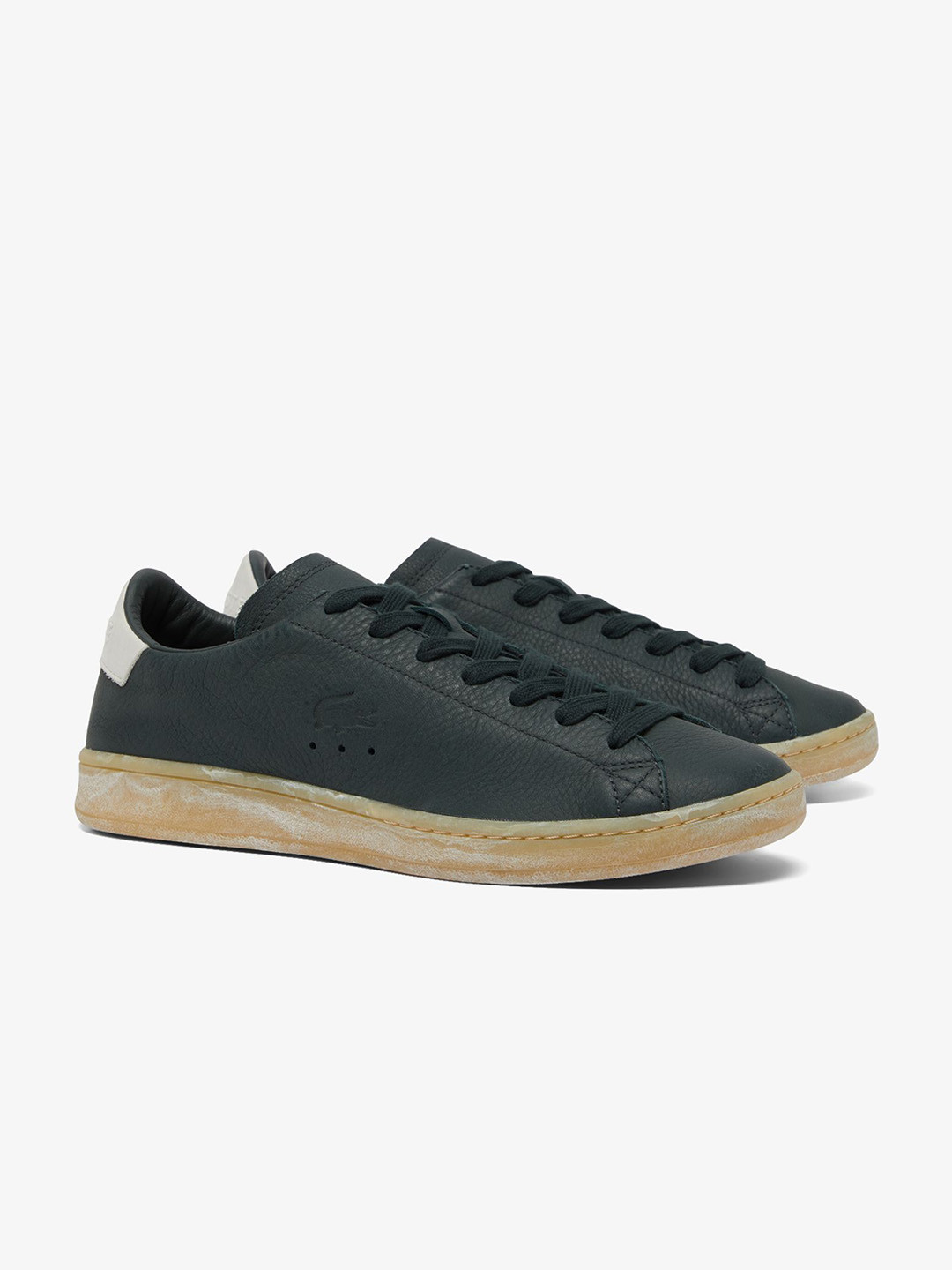 Lacoste Men Solid Leather Round Toe Lace Ups Sneakers