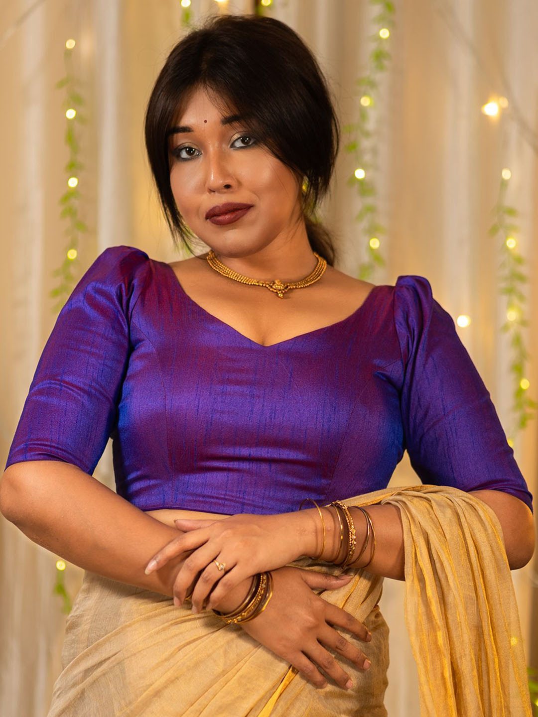 I LOVE SAREES Women Puff Sleeves Saree Blouse