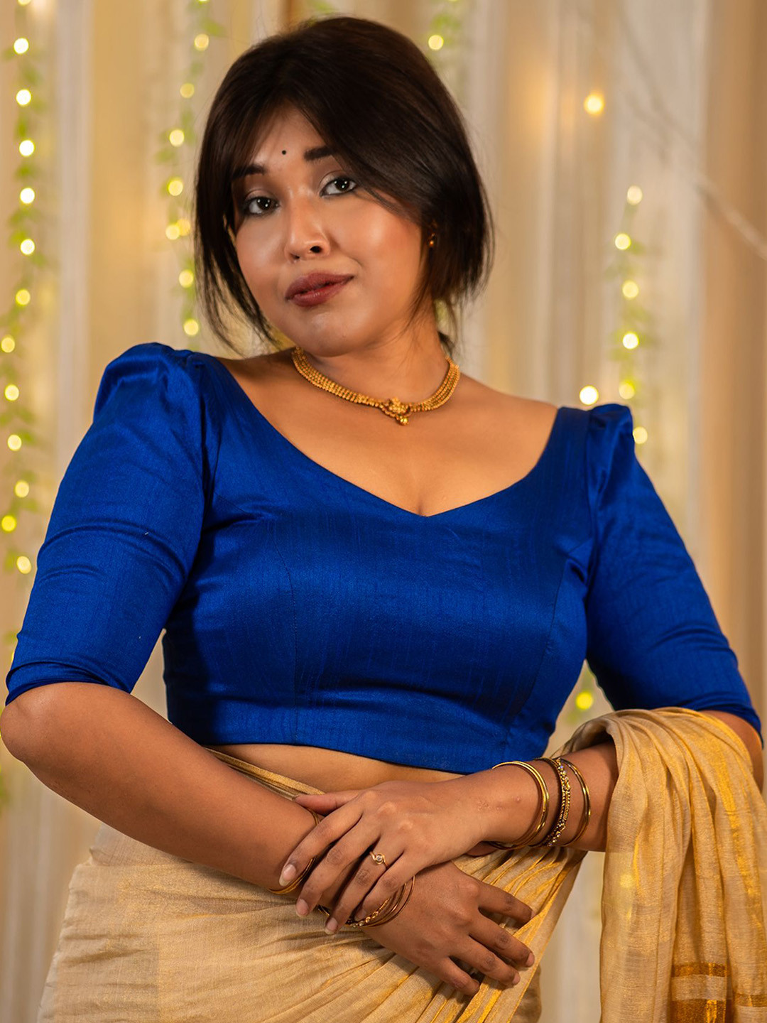 I LOVE SAREES Puff Sleeve Traditional Saree Blouse