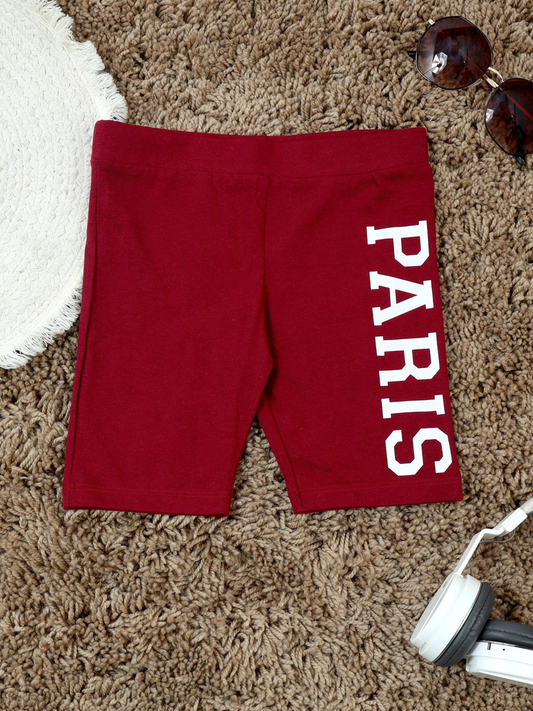 The Lion and The Fish Maroon Chestnut Paris Shorts For Girls