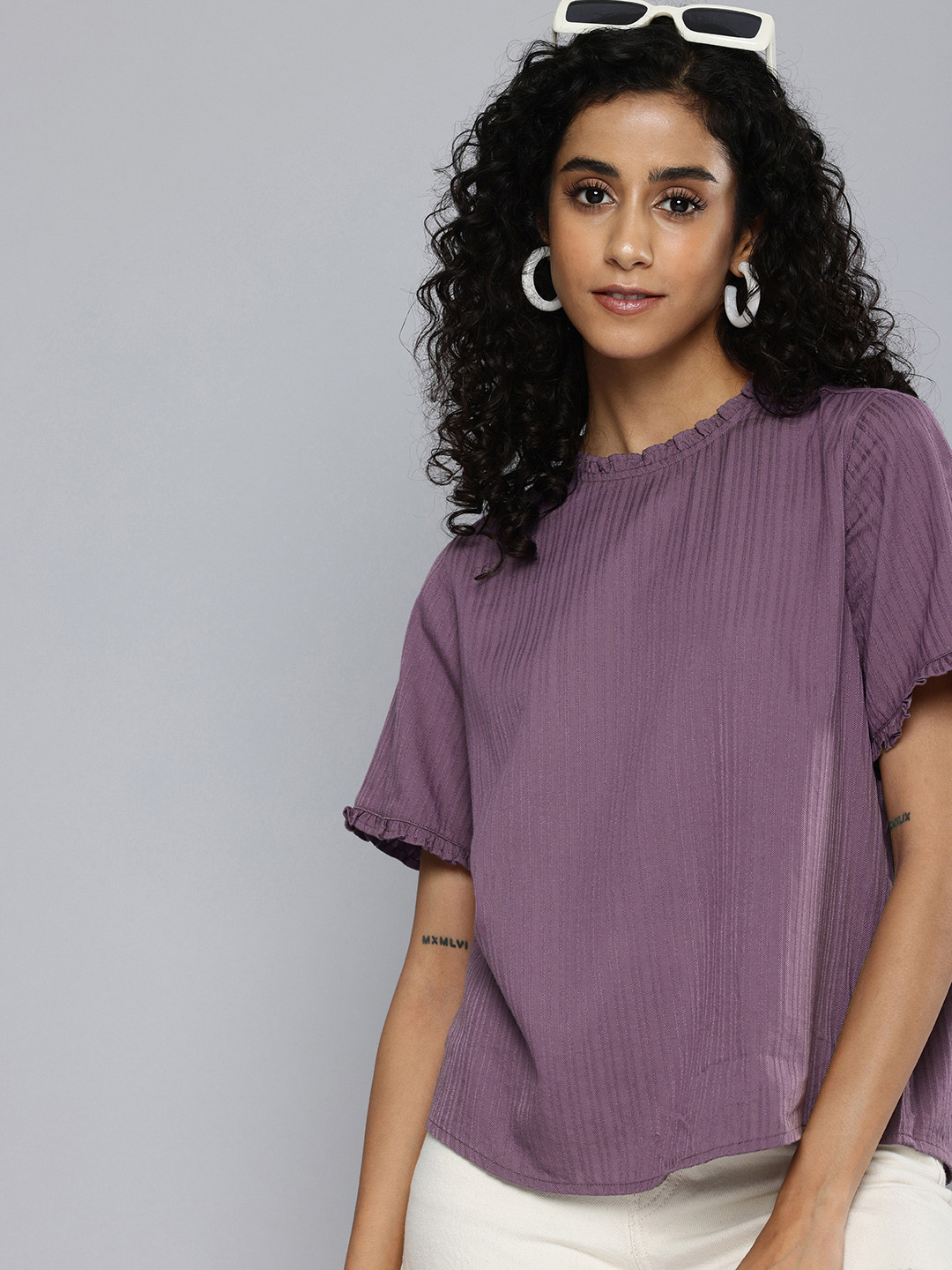 Levis Short Sleeves Self Striped Top