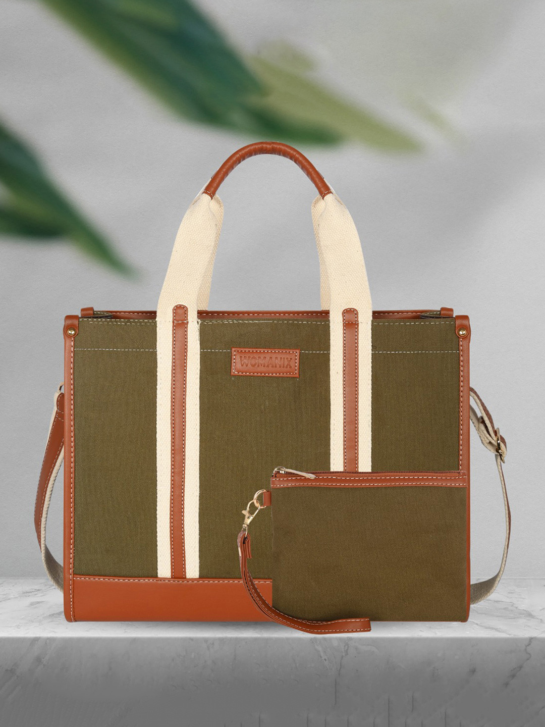 Womanix Women's Striped Oversized Structured Handheld Bag with Quilted