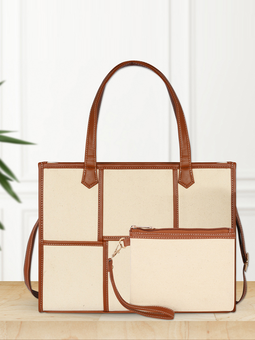 Womanix Structured Colourblocked Tote Bag