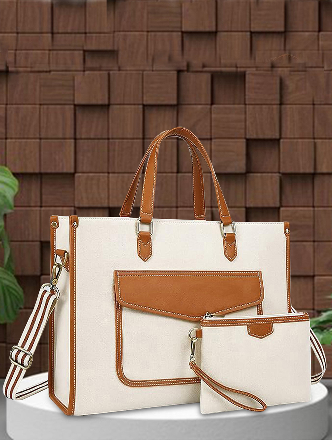 Womanix Women's Colourblocked Shopper Handheld Bag