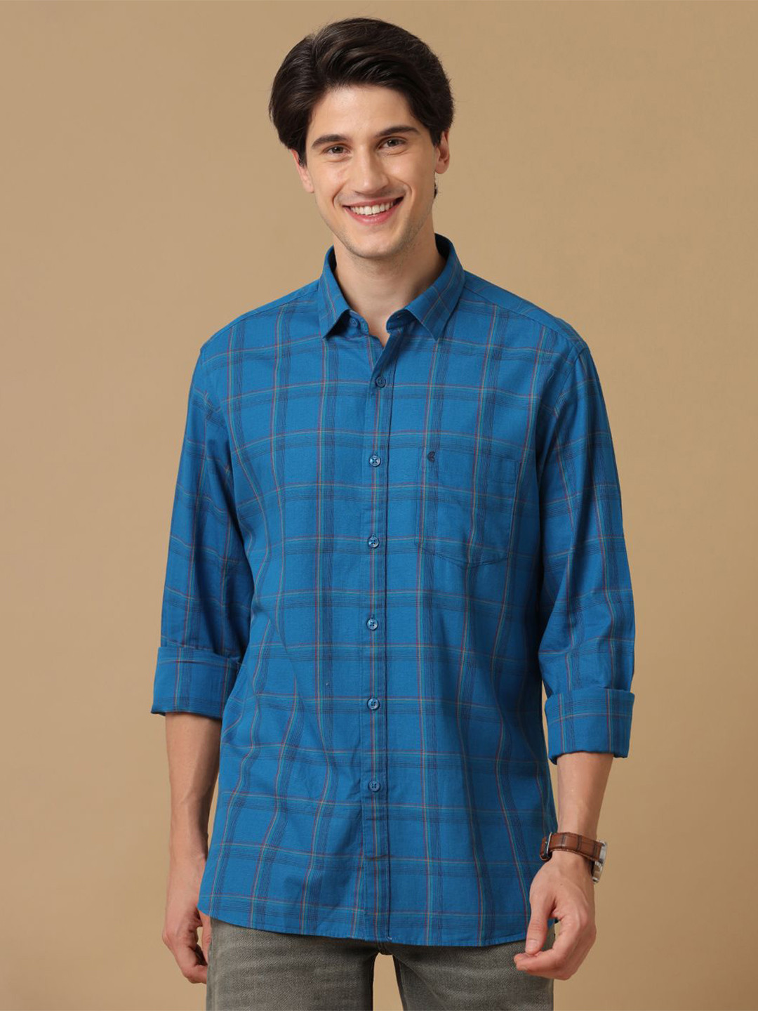 CAVALLO by Linen Club Men Other Checks Checked Contemporary Slim Fit Opaque Casual Shirt
