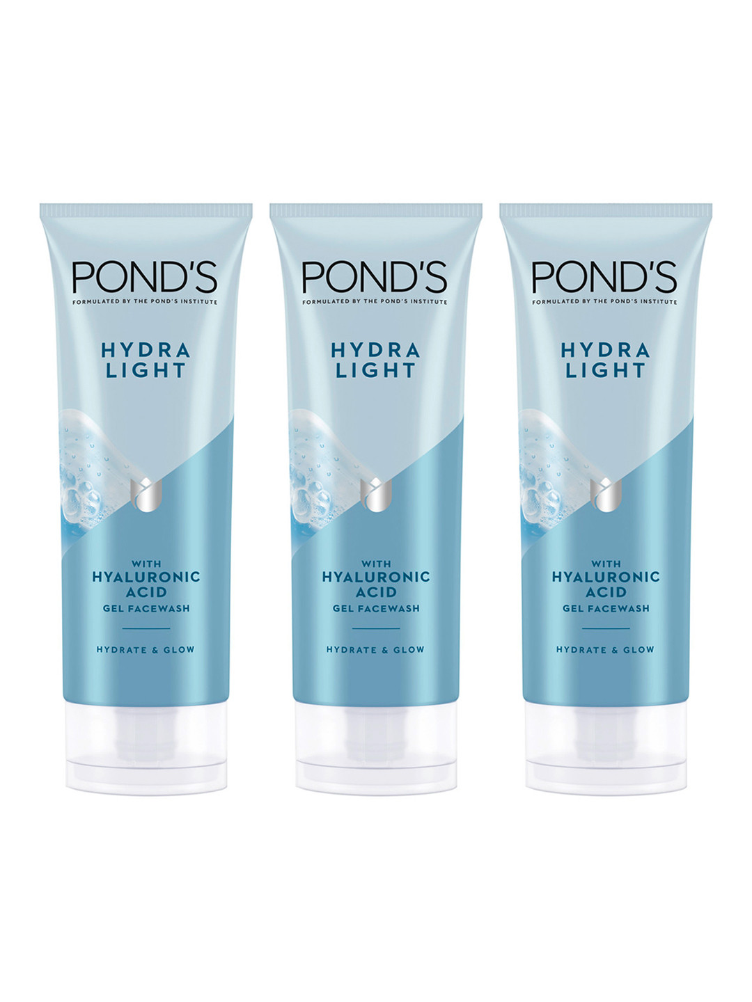 Ponds Set of 3 Hydra Light Hyaluronic Acid Hydrating Gel Face Wash - 100 g each