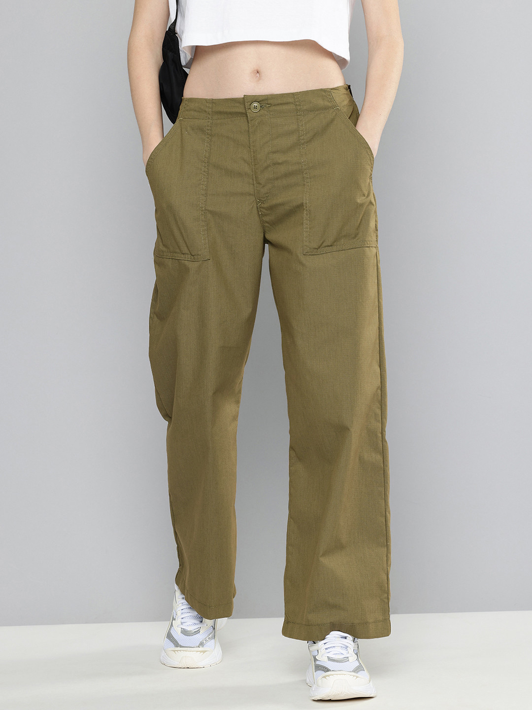 Levis Women Self Checked Baggy Trousers