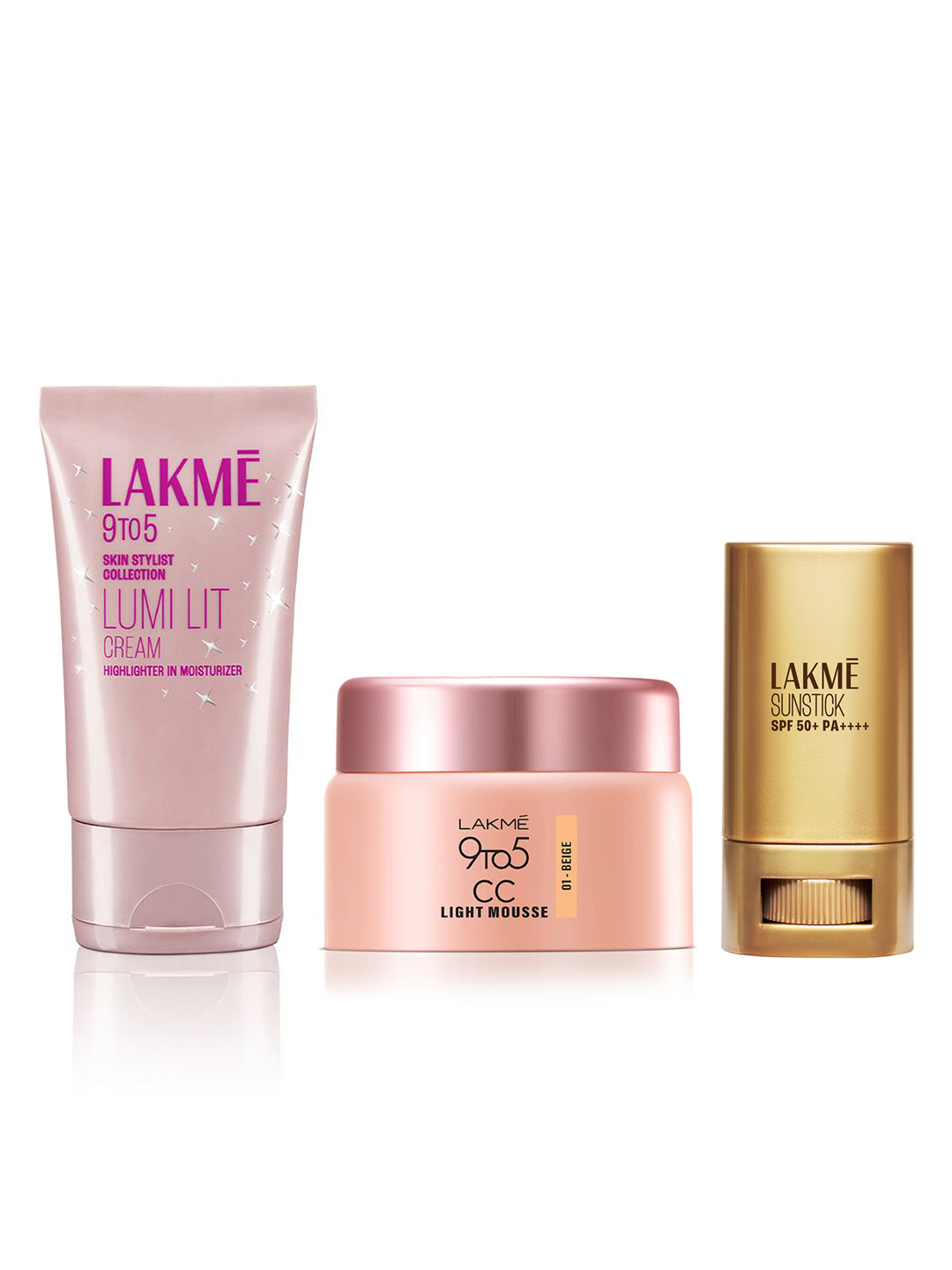Lakme Set of Lumi Skin Cream 30g + CC Light Mousse 25g + Sun Expert Sunstick 18g