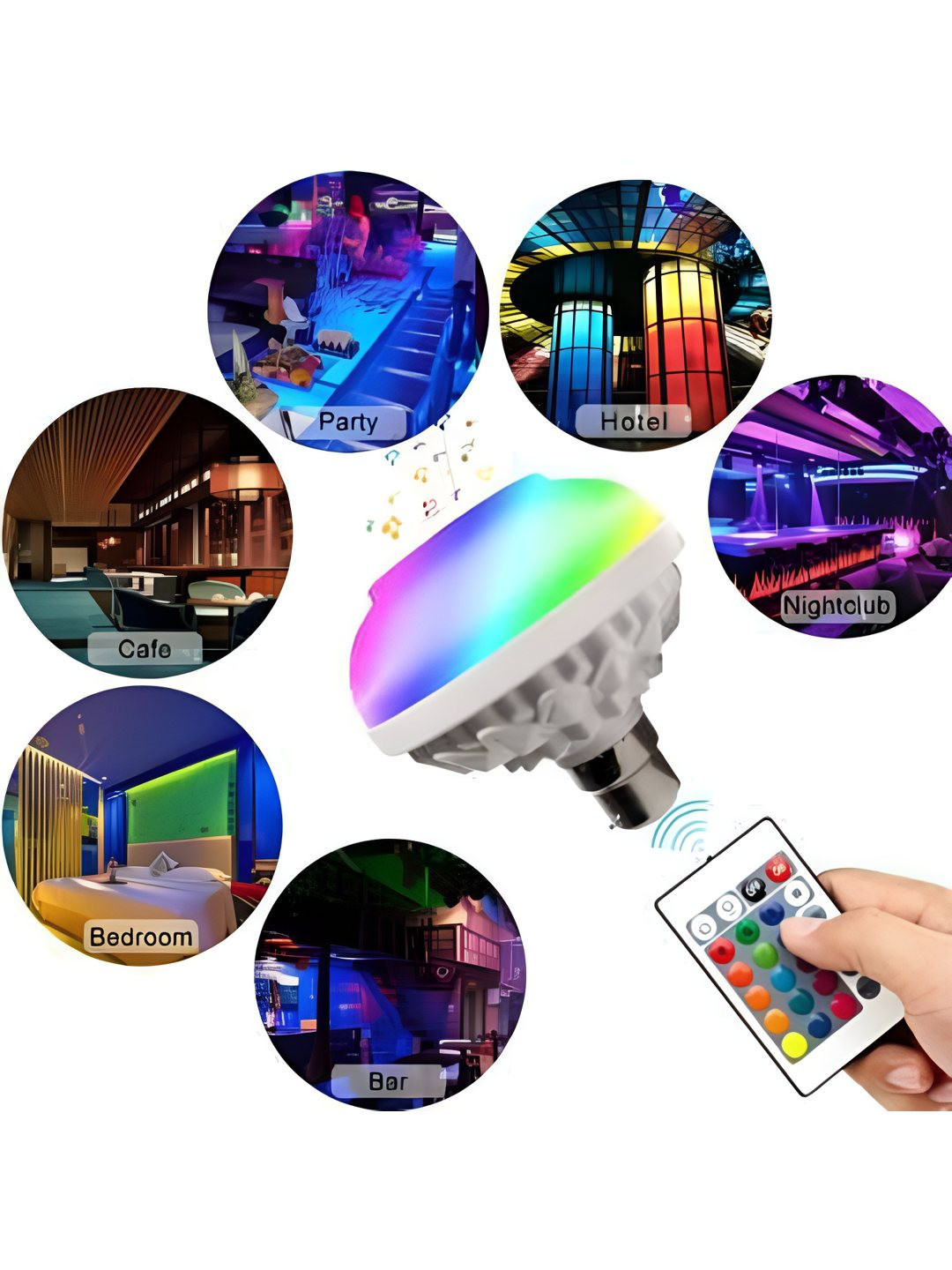 ENORMITY White Wireless Music Playing With Remote Control LED Smart Light Bulb