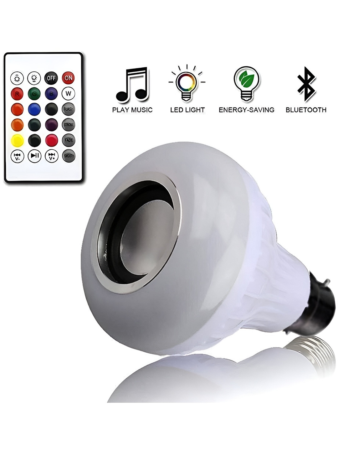 ENORMITY White Wireless Bluetooth Music Playing Remote Controller Smart LED Bulb