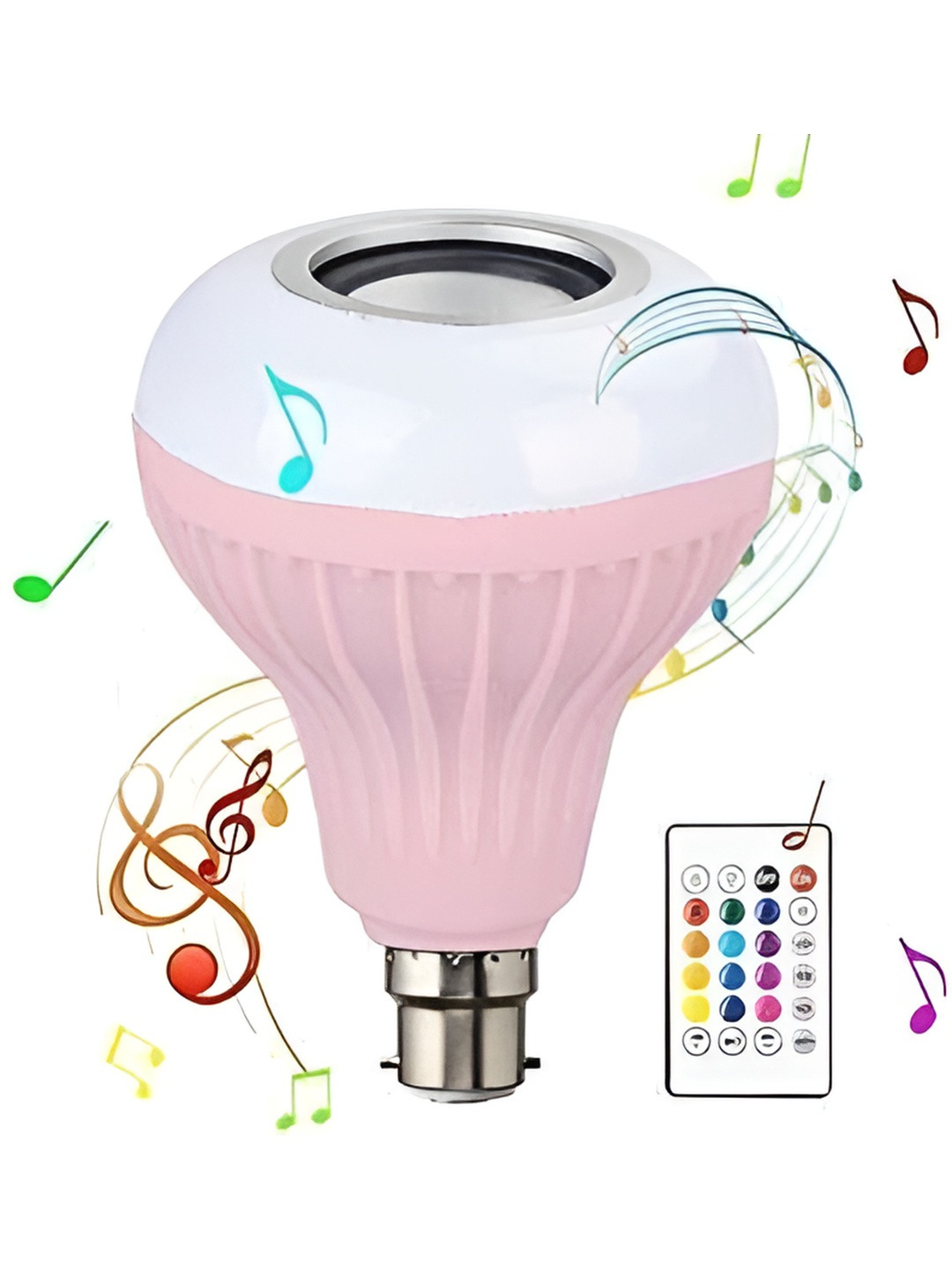 ENORMITY White & Pink Bluetooth Music Playing Remote Controller LED Smart Light Bulb