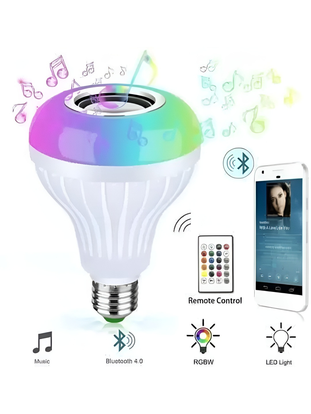 ENORMITY White Bluetooth Music Playing Remote Controller LED Smart Bulb