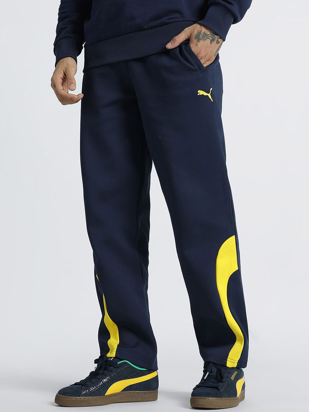 PUMA Motorsport Men Brand Logo Mid-Rise Cotton Regular Fit Regular Track Pants