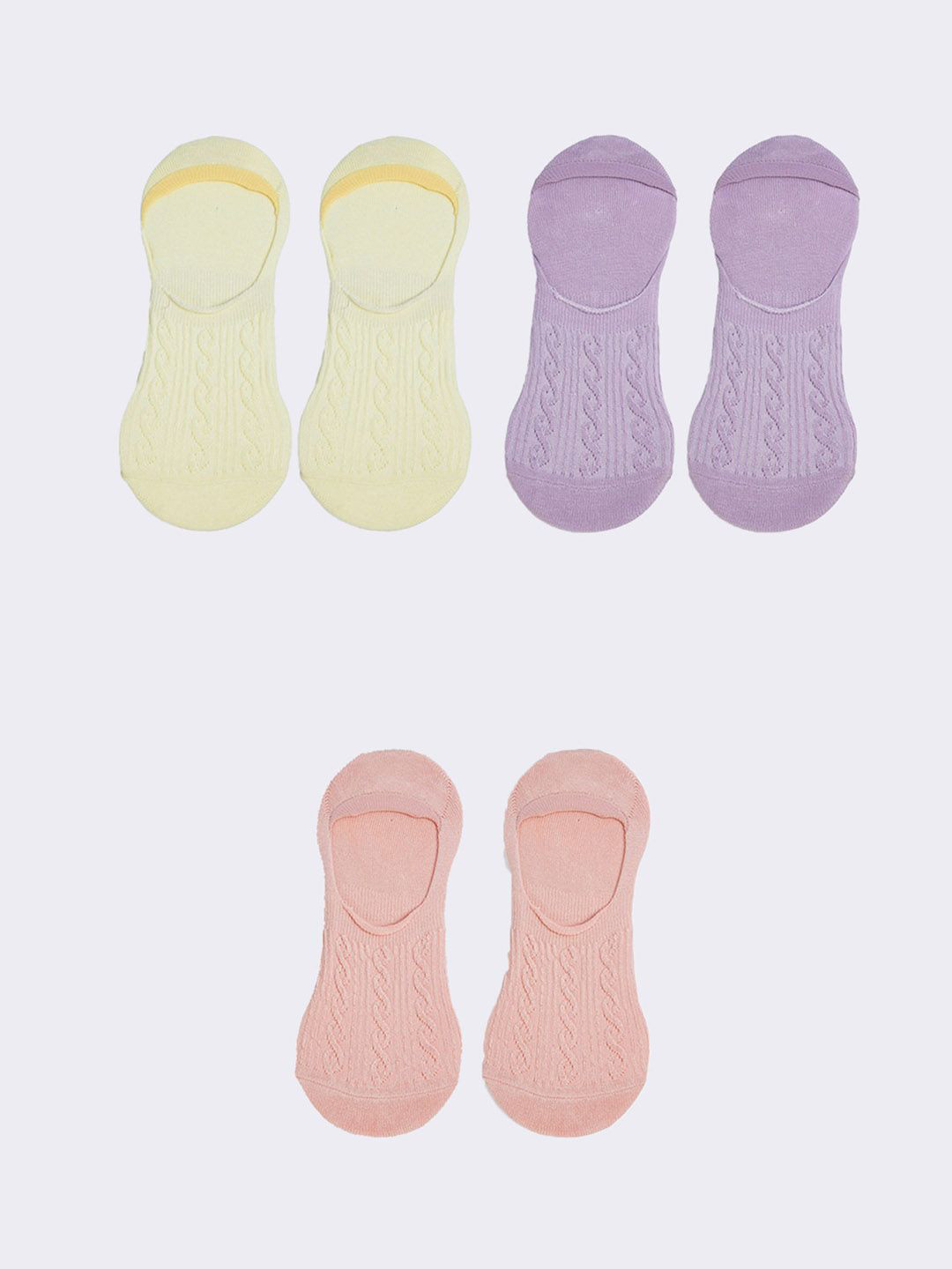 max Women Pack Of 3 Patterned Cotton Shoe-Liner Socks