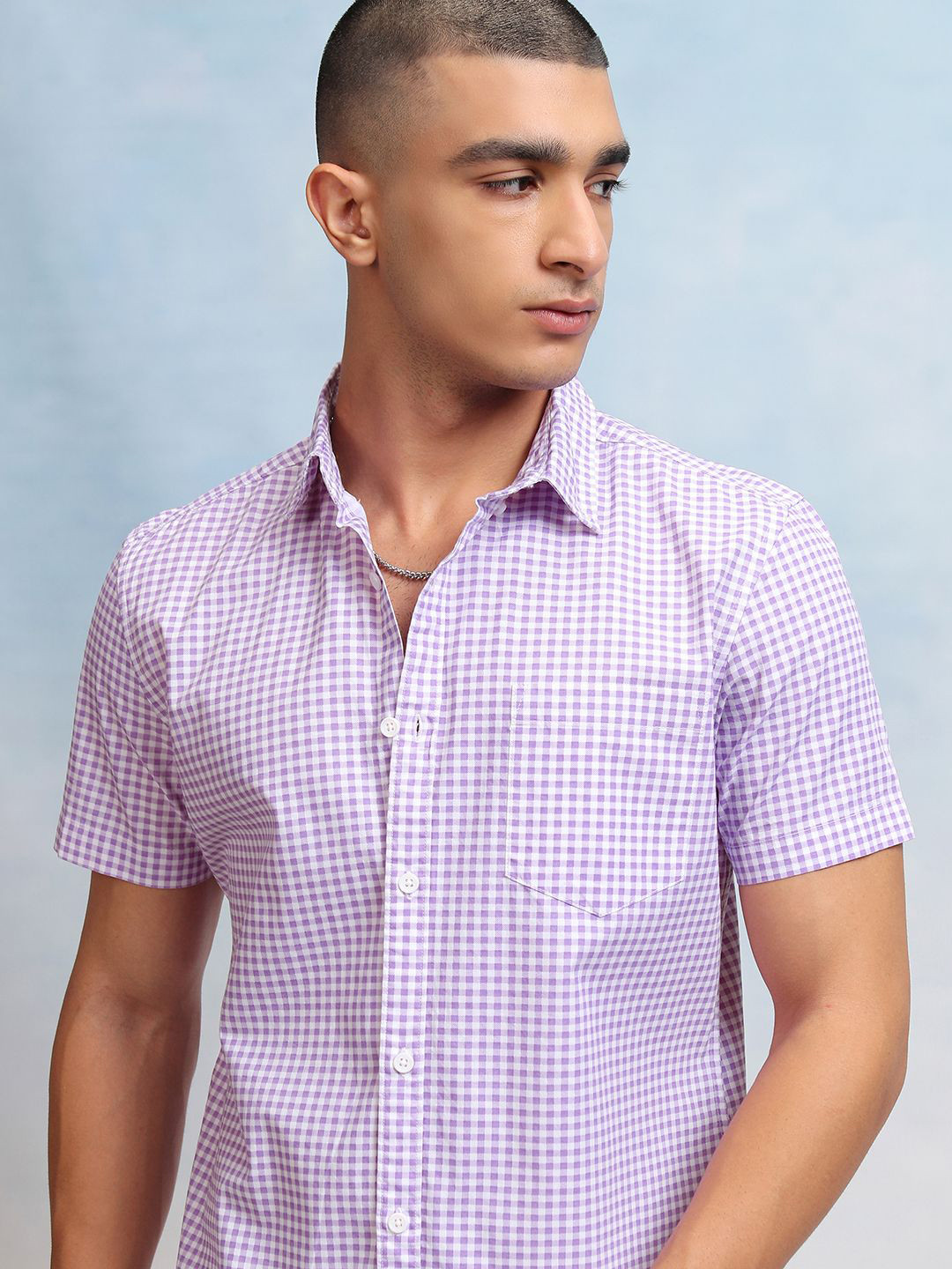 HIGHLANDER Men Gingham Checks Button Up Shirt